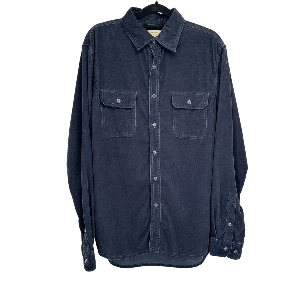 Sonoma Life Style Navy Blue Corduroy Long Sleeve Button Up Shirt Women's Medium